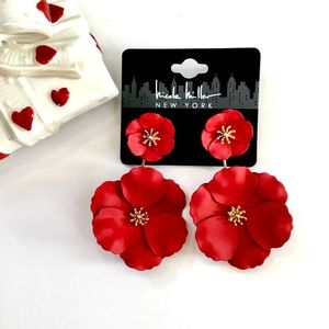 Nicole Miller Stunning Crimson Floral Earrings